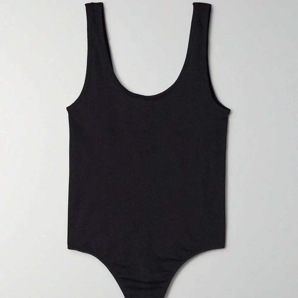 Aritzia Babaton Black Ribbed Thong Tank Top Bodysuit Size XS - Picture 2 of 5